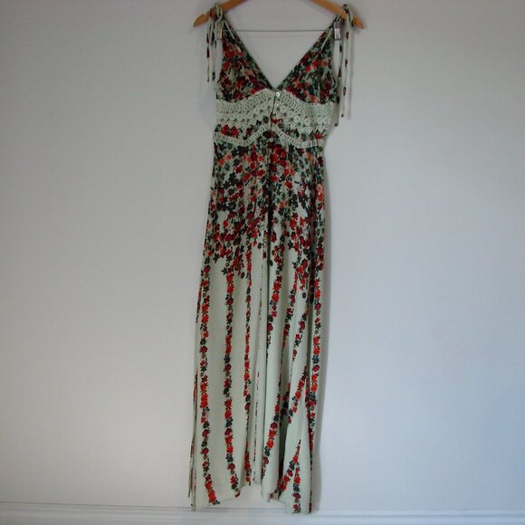 Free People Claire Floral Boho Maxi Slip Dress Sleeveless Crochet Lace NEW XS - Picture 11 of 15
